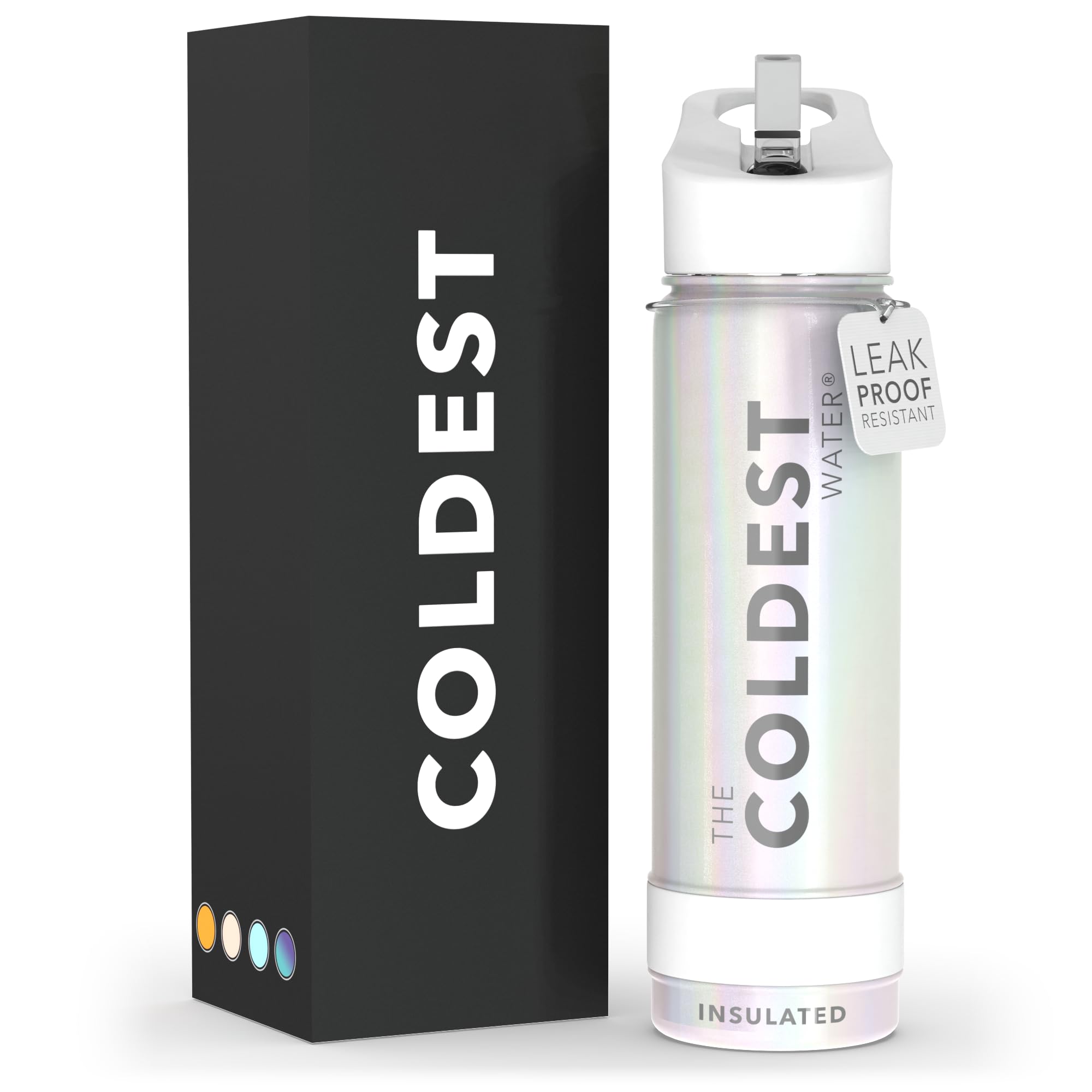 Coldest Insulated Water Bottle with Straw Lid - Stainless Steel Metal Insulated Bottle for Men & Women (Cosmic Ice Glitter, 24 oz)