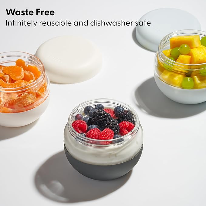 W&P Porter Seal Tight Glass Lunch Bowl Container w/ Lid | Slate 24 Ounces | Leak & Spill Proof, Soup & Stew Food Storage, Meal Prep, Airtight, Microwave and Dishwasher Safe, BPA-Free Glass