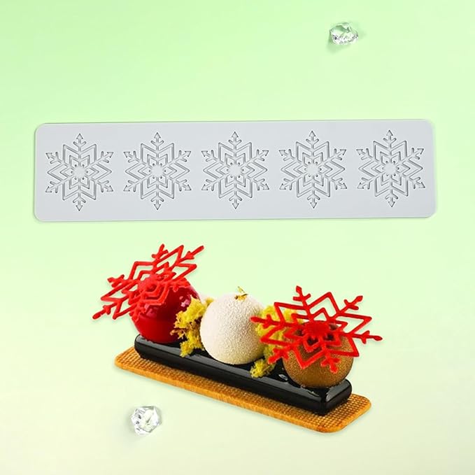 mostsom Silicone Mold 3D Hollow Out Lace Mold 3D Cake Christmas Snowflakes Silicone Mould Fondant Chocolate Stencil Border Bakeware Cake Decorating (M_ Snowflower)