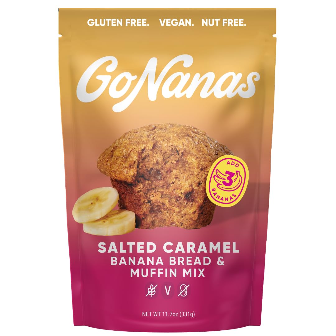 GoNanas Salted Caramel Banana Bread & Muffin Mix, Gluten Free Vegan, 1 Pack