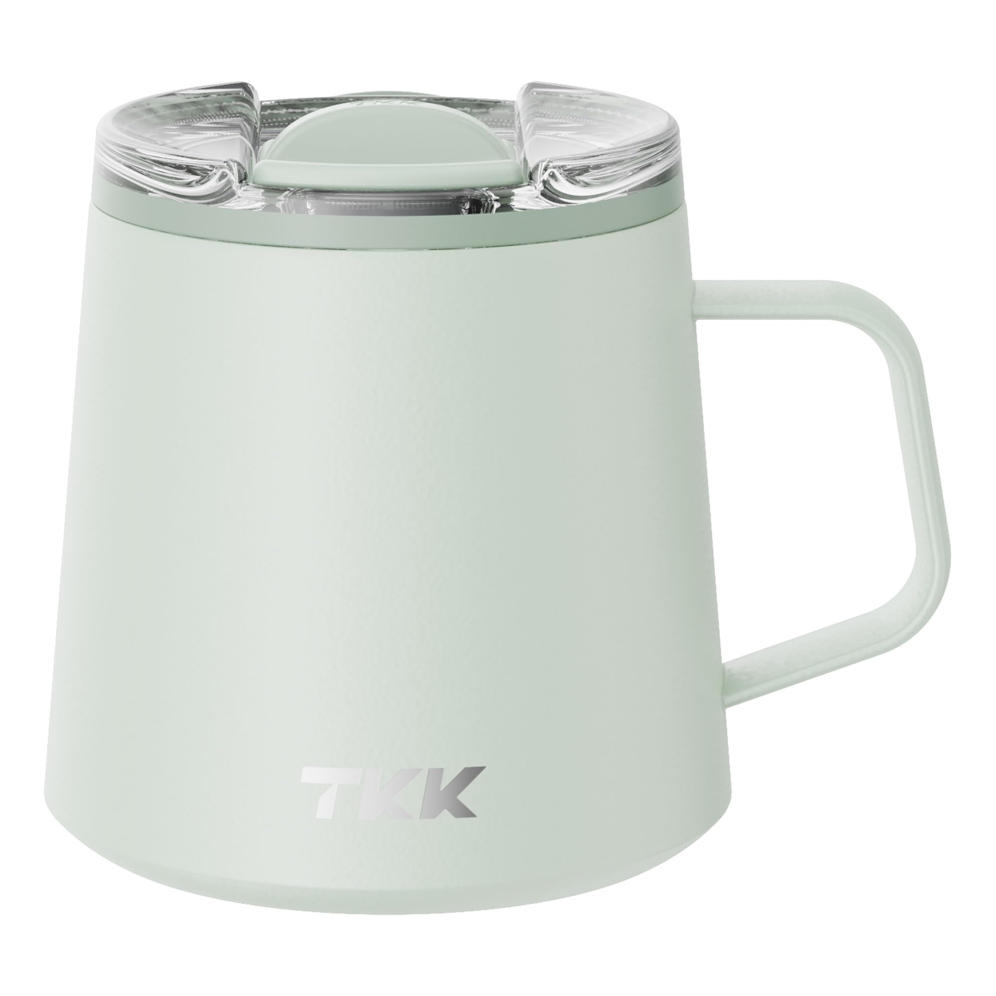 TKK 12 oz Insulated Coffee Mug with Handle Ceramic Coating Detachable Slider Lid Stainless Steel Tumbler Double Wall Vacuum Travel Cup
