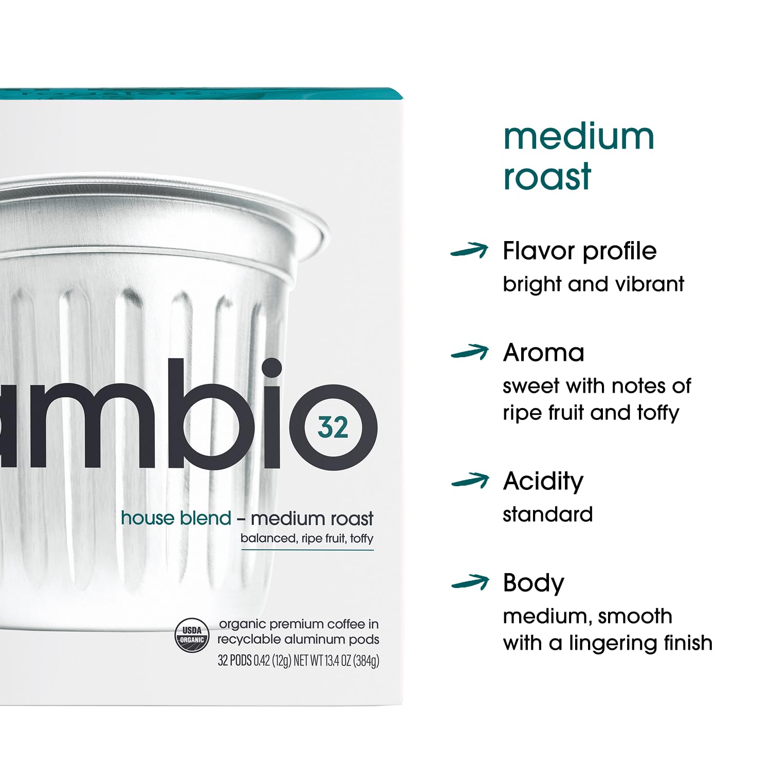 Cambio Roasters Medium Roast Coffee Pods - Recyclable Aluminum Pods, 10ct