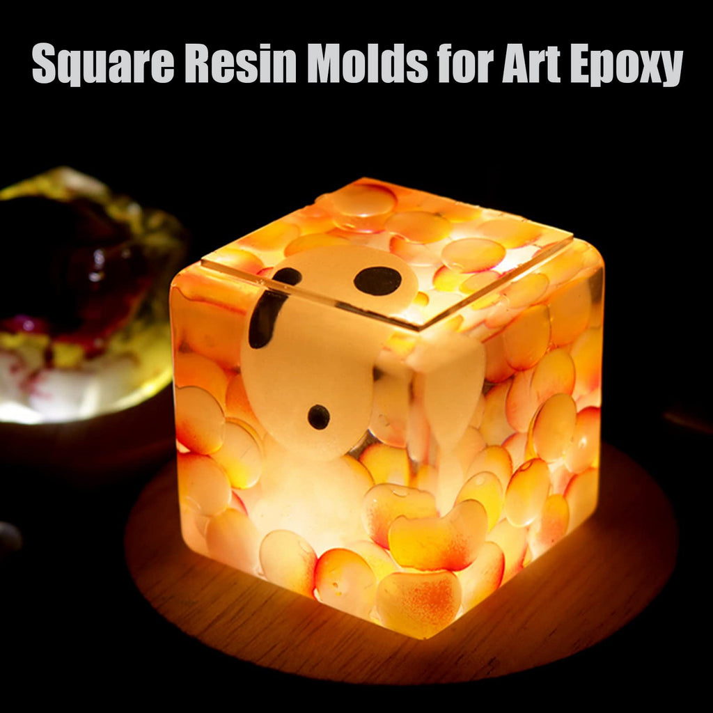ZQYSING Resin Cube Molds, Set of 3 Sizes Deep Silicone Square Molds