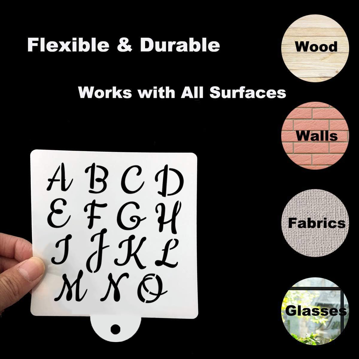 Alphabet Letter Stencils for Cookies Decorating - 16 Pack Letters Numbers Stencil Templates for Cakes Coffee Baking, Reusable Cursive Cookie Stencils for Wood Crafts Painting & Cake Coffee Airbrushing
