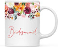 Andaz Press 11oz. Wedding Ceramic Coffee Tea Mug Gift, Fall Autumn Burgundy Orange Peach Flowers Roses Florals, Bridesmaid, 1-Pack, Includes Gift Box