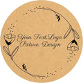 Custom Stickers Kraft Paper Labels Personalized Withe Text, Business Logo Customized Food Jars Labels Bakery Label Sticker Package Favor Canning Circle 100pcs (Style 9)