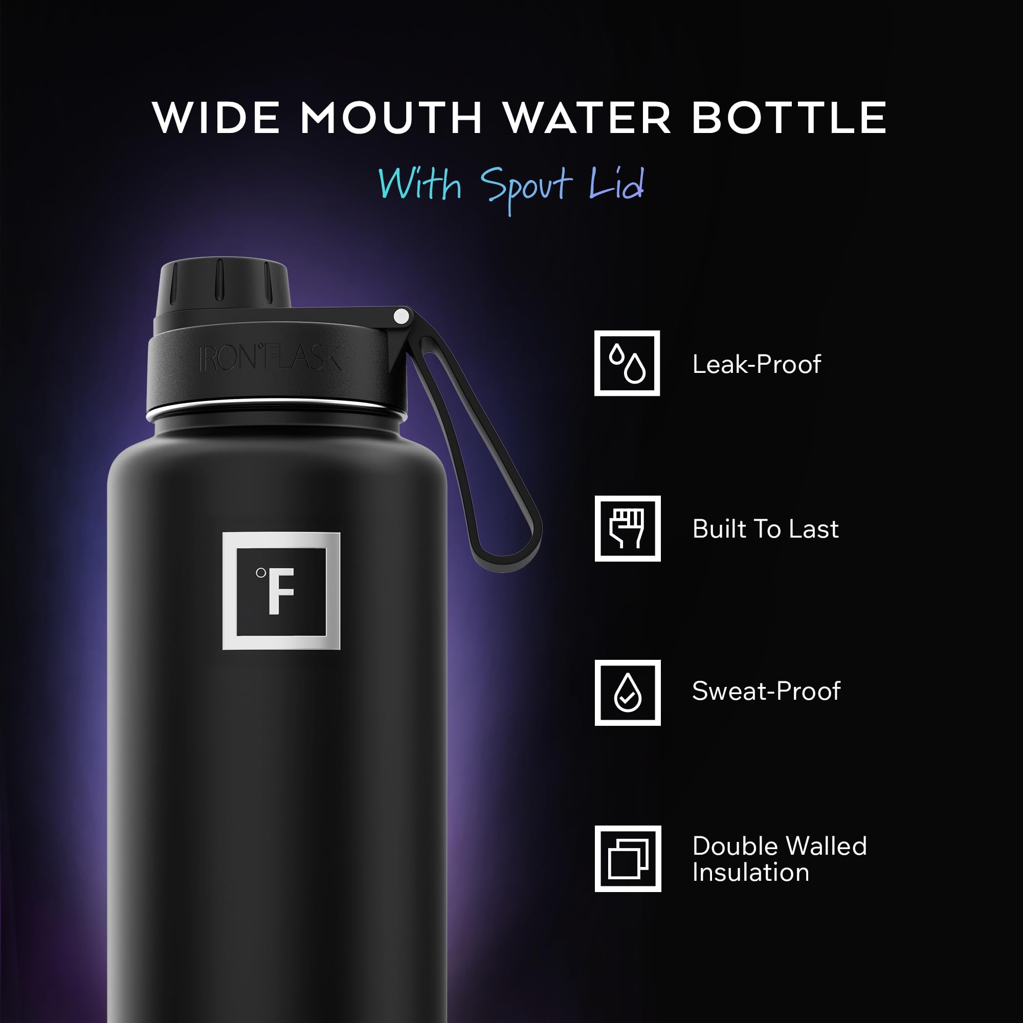 IRON °FLASK 32 oz Wide Mouth Water Bottle with Spout