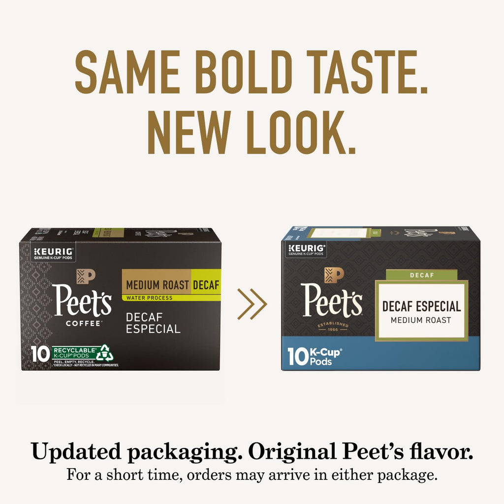 Peet's Coffee, Medium Roast Decaf Keurig K-Cup Pods, Decaffeinated Arabica Coffee - Decaf Especial 60 Count (6 Boxes of 10 K-Cup Pods)