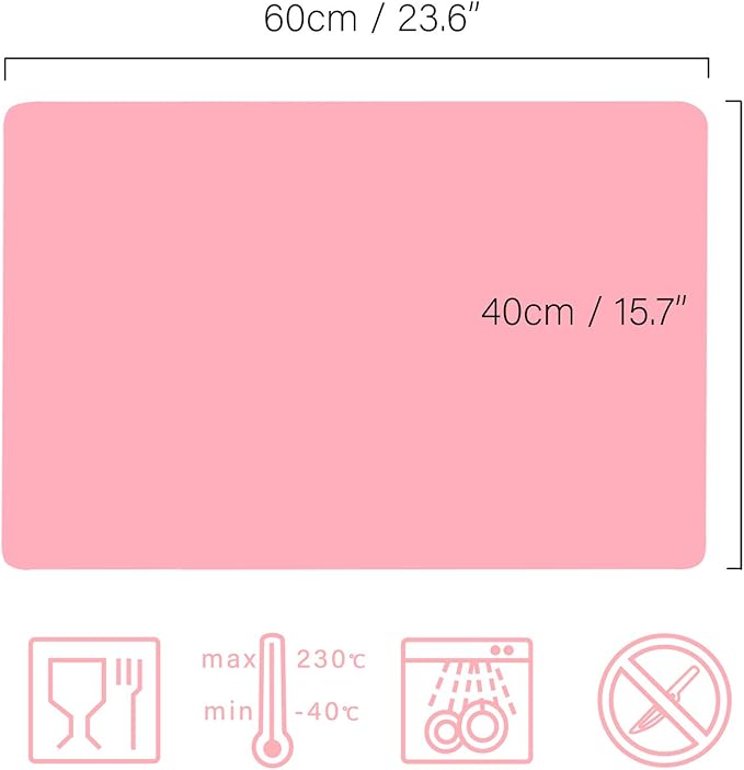 Gartful Makeup Mat for Vanity, 23.6"x15.7" Pink Silicone Mat, X-Large Silicone Sheet for Crafts, Art, Resin Epoxy, Jewelry Casting Molds, Reusable Nonstick Countertop Protector, Multipurpose Table Mat
