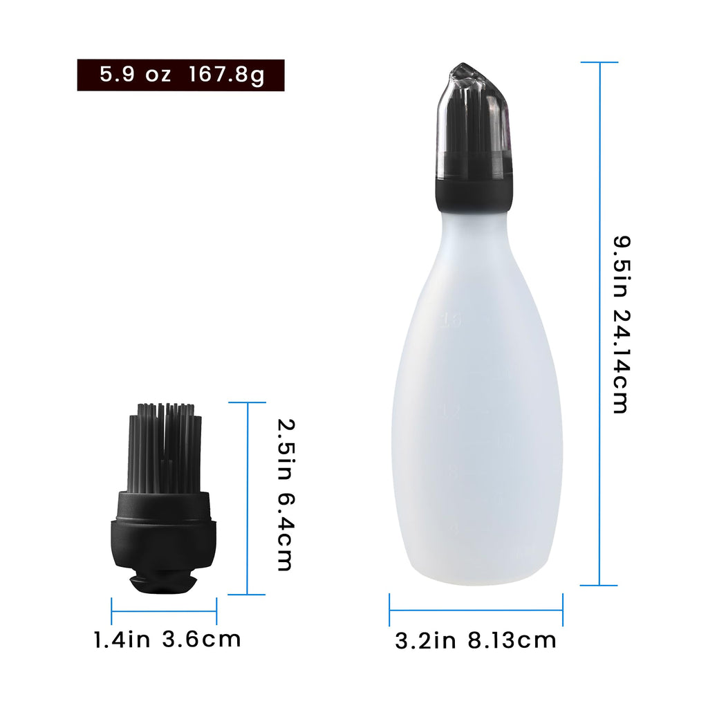 Gourmet Easy BBQ Sauce Bottle with Silicone Basting Brush, BPA-Free (Black)