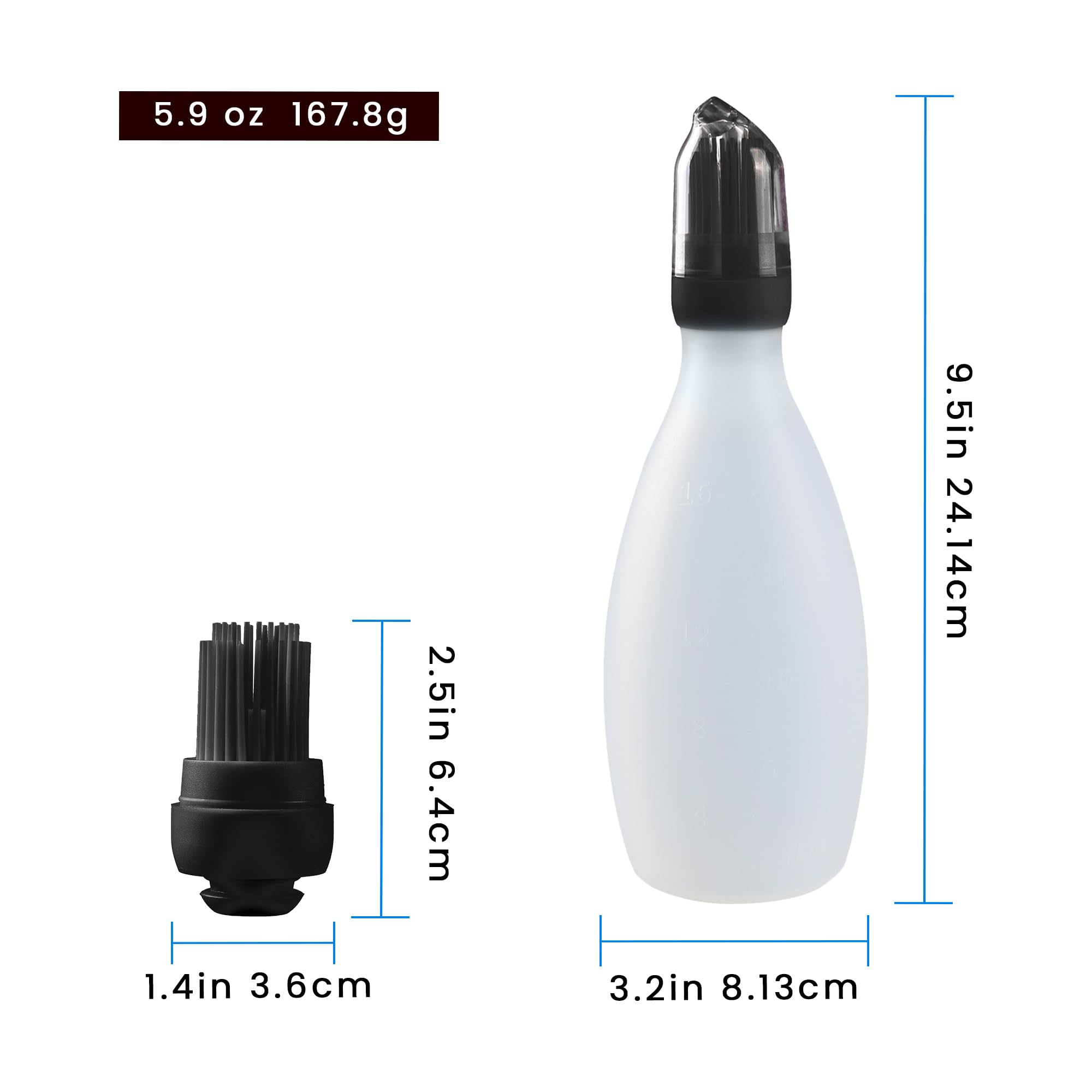 Gourmet Easy BBQ Sauce Bottle with Silicone Basting Brush, BPA-Free (Black)