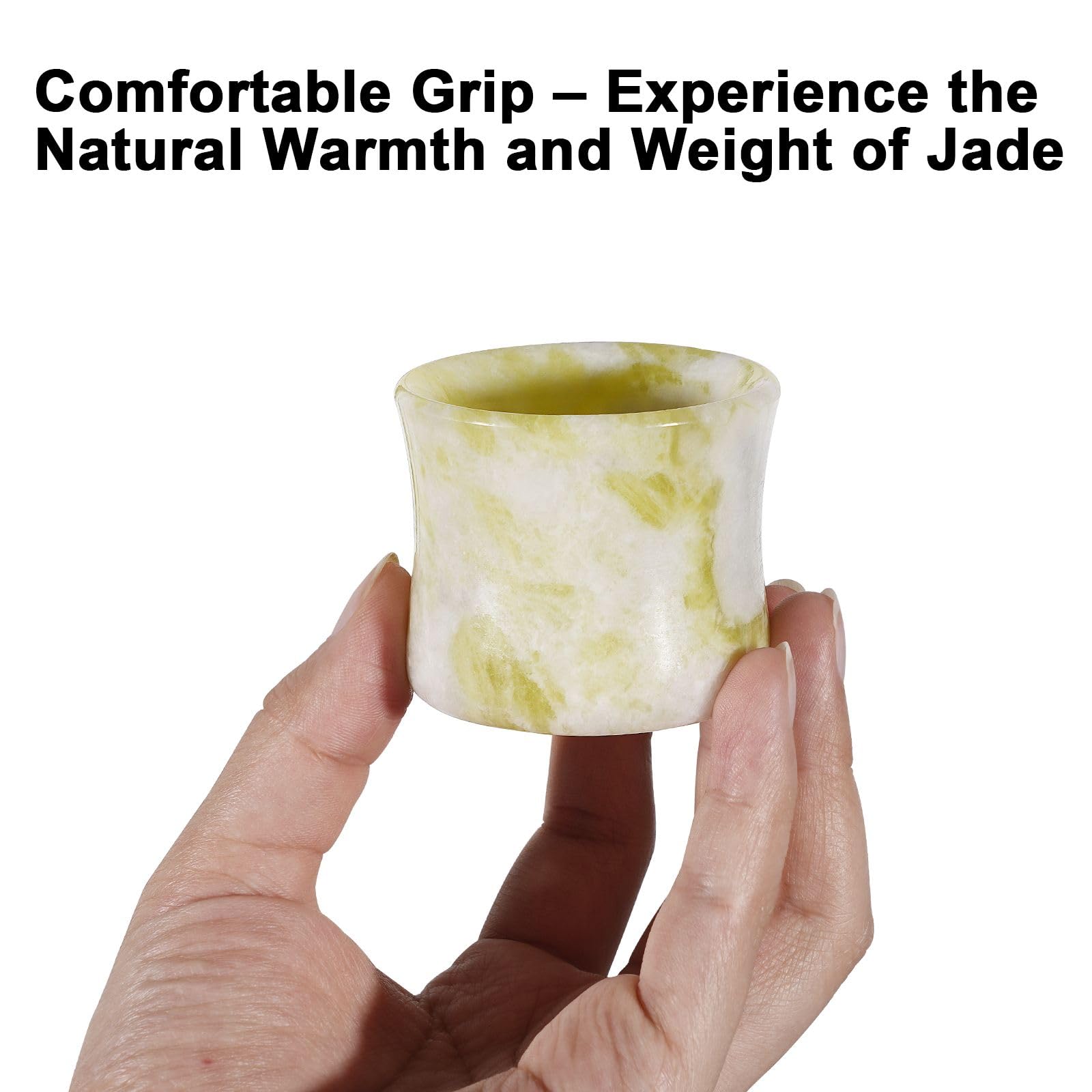 Natural Jade Shot Glasses Set of 2, Bamboo Joint Shape,1.3 oz Espresso Cups