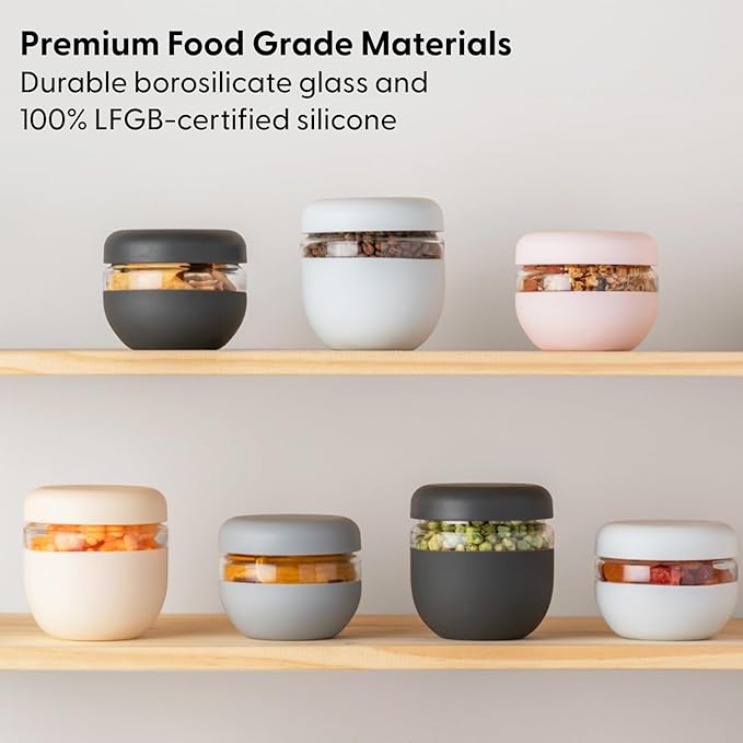 W&P Porter Seal Tight Glass Food Storage Container with Lid, Terrazzo Charcoal 24oz, Leak & Spill Proof Meal Prep Container, Microwave & Dishwasher Safe, Borosilicate Glass