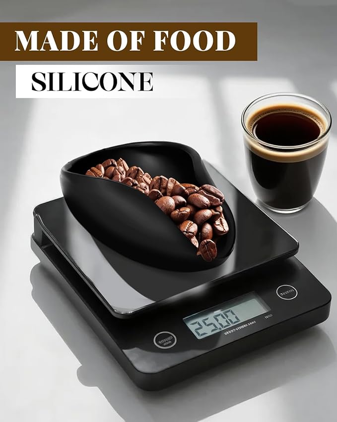 Coffee Dosing Tray, Food Grade Silicone Coffee Bean Dosing Cup for Barista Tool for Home, kitchen - Black