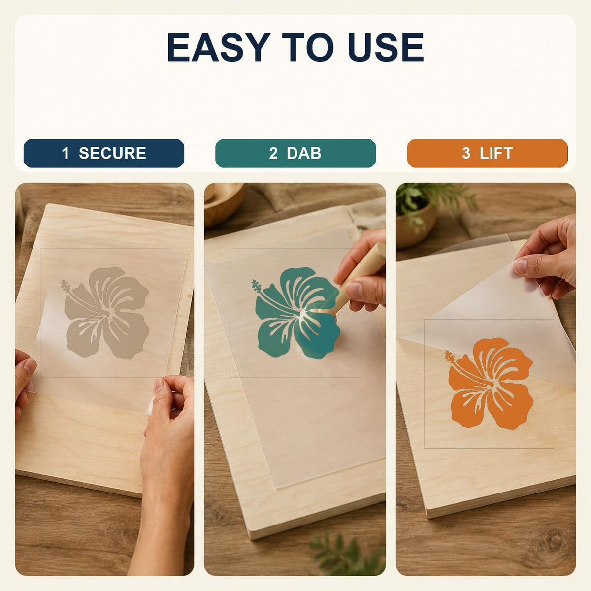 MAGJUCHE Hibiscus Stencil 12 Inches, Reusable Spring Flower Stencil for Painting DIY Crafts Decor