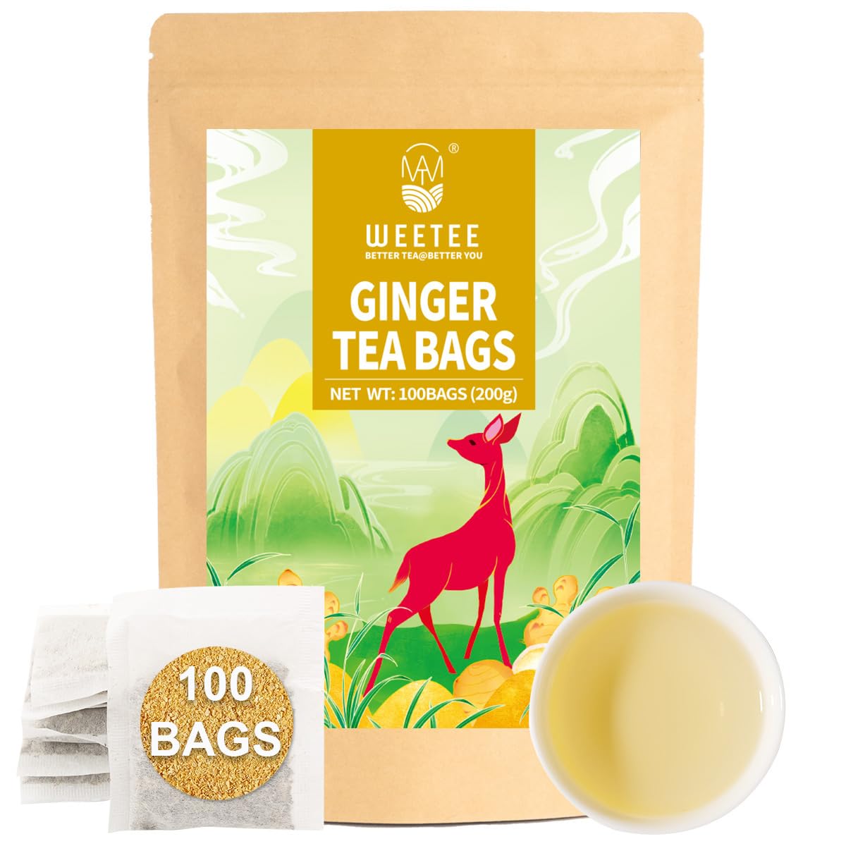 WT WEETEE Chamomile Lavender Tea Bags 100ct, Caffeine-free Tea for Bedtime