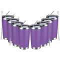 MEWAY 20oz Tumbler 8 Pack Double Wall Vacuum Insulated Travel Mug Bulk, Stainless Steel Tumblers with Lid and Straw, Durable Powder Coated Coffee Cups for Cold & Hot Drinks (Purple, 8)