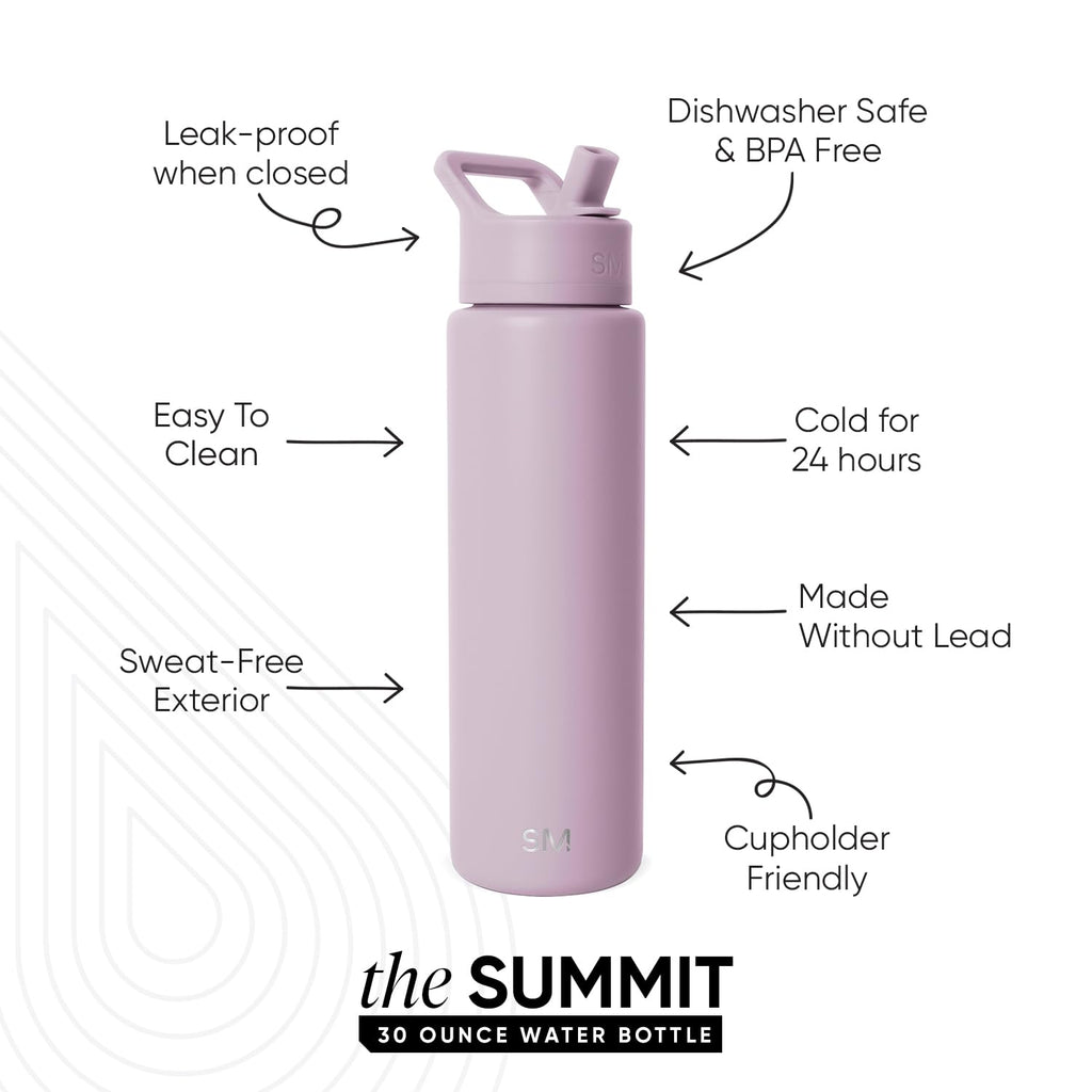 Simple Modern Insulated Water Bottle with Straw | 30oz | Lavender