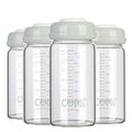 COMI Wide Neck Glass Breastmilk Collection n Storage Bottle, 8oz with Screw Ring Sealing Disk; Re-markable Sealing Disc. BPA Free, Fits Breast Pumps & Nipples (4 Gray Lids)