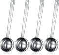 Geiserailie 4 Pieces 2 Tablespoon Scoops with Long Handle, 30 ml Stainless Steel Measuring Spoon for Coffee Milk Fruit Powder, Loose Tea Dry, Spice Jar, Cooking Baking, and Other Dry Goods