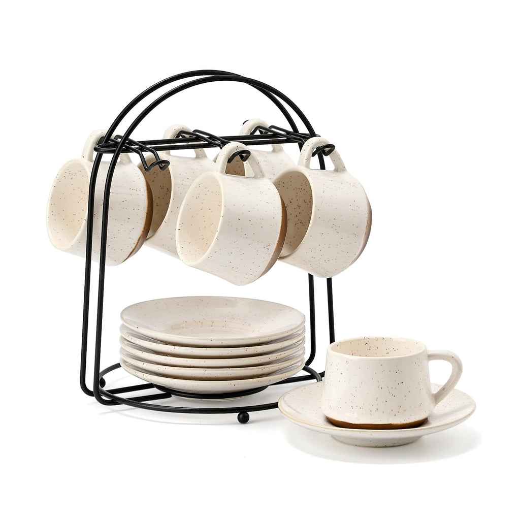 Stackable Cappuccino Cup Set of 6 [4oz]Activated-Glazed Ceramic Coffee Cup