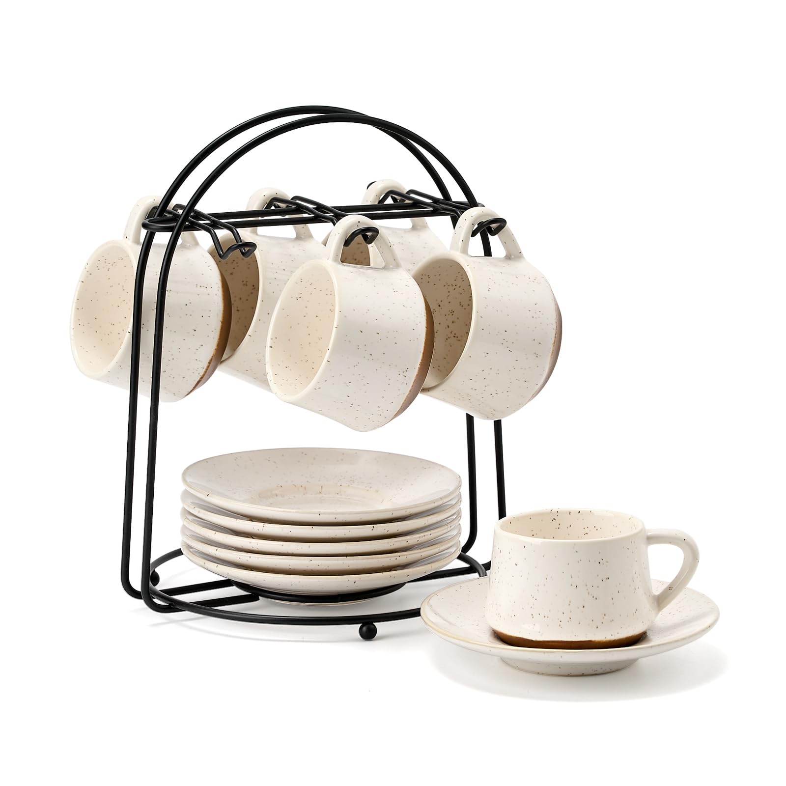 Stackable Cappuccino Cup Set of 6 [4oz]Activated-Glazed Ceramic Coffee Cup