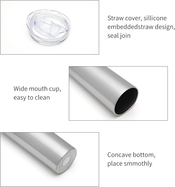 HASLE OUTFITTERS 20 oz Skinny Tumblers Bulk Set, Stainless Steel Insulated Slim Tumblers with Lids, Reusable Double Wall Travel Coffee Mugs, Durable Powder Coated Travel Water Cups (4)