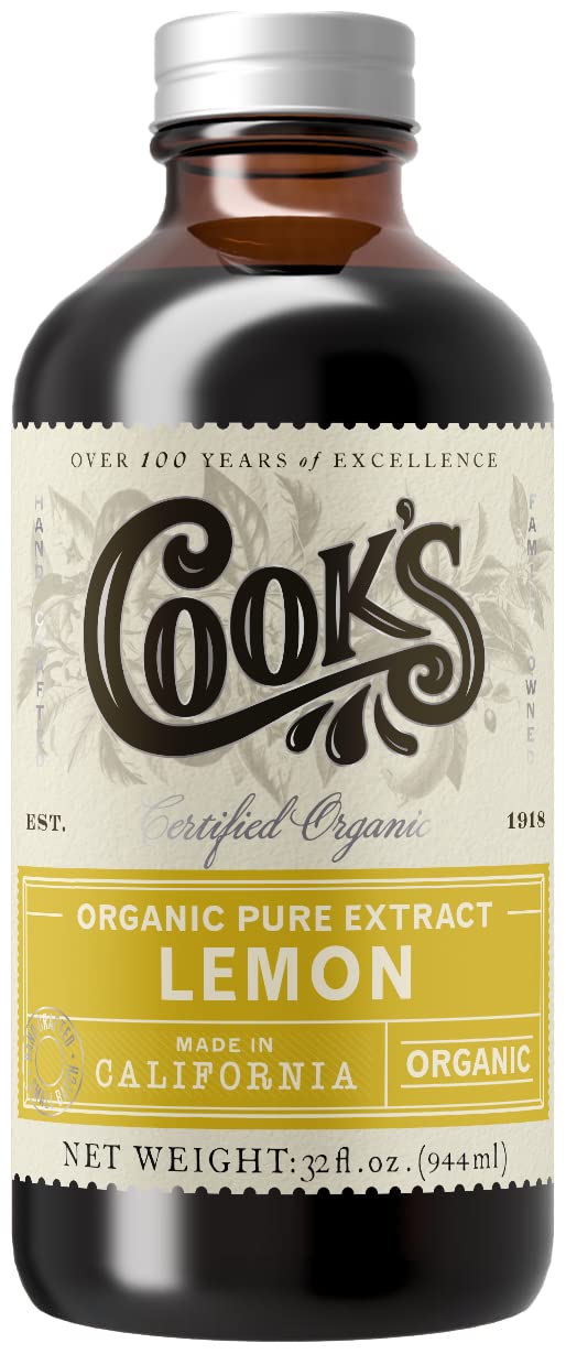 Cook's Organic Pure Lemon Extract for Baking & Beverages, 32 oz