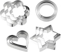 12 Pcs Cookie Cutters Biscuit Cutter Fruit Cutter Shapes Stainless Steel Fondant Cake Mold Heart Flower Star Round Shapes Metal Cutters for Baking