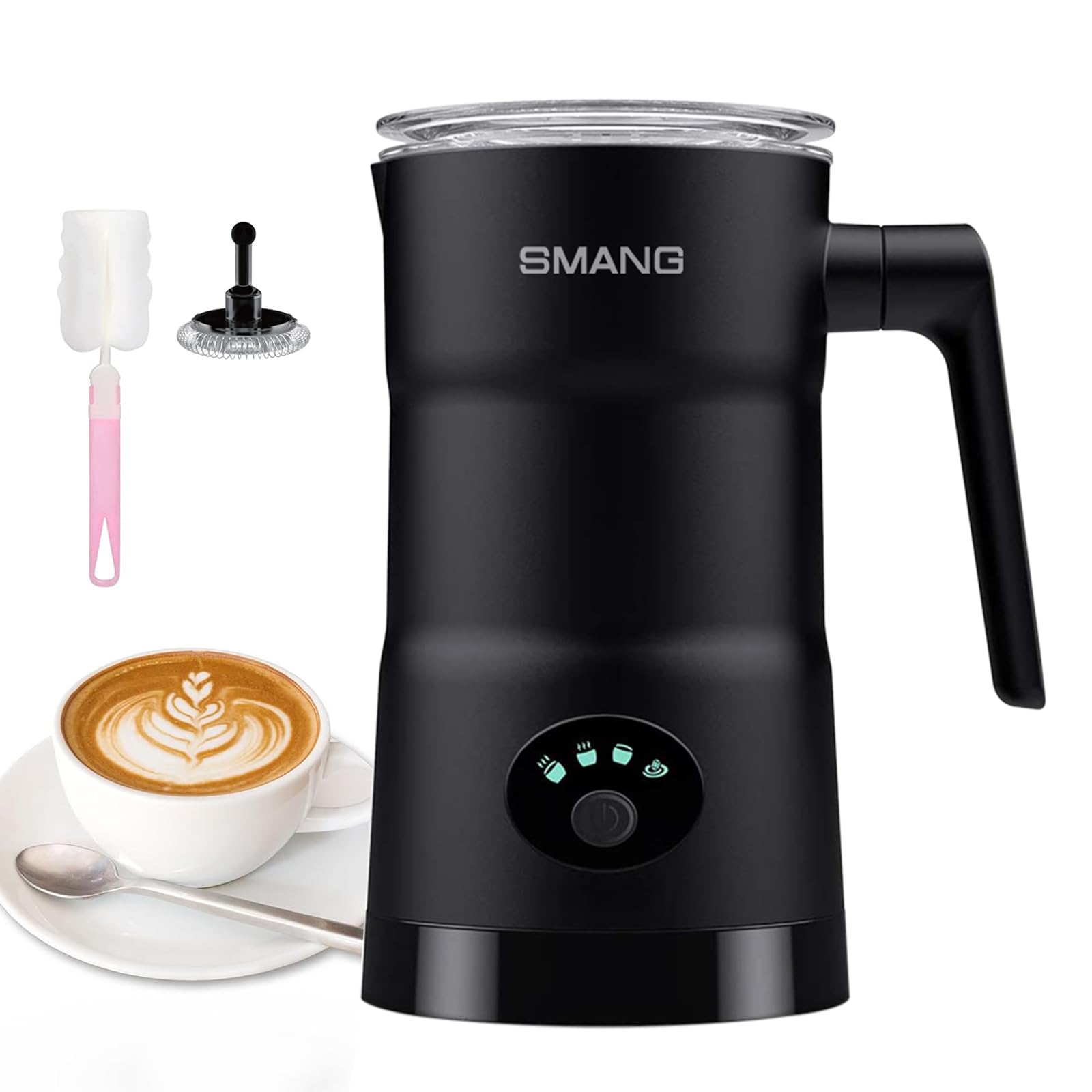 Electric Milk Frother, 4 in 1 Milk Steamer, 11.8oz/350ml Automatic Warm and Cold Foam Maker, Milk Warmer for Latte, Cappuccinos, Macchiato, Hot Chocolate, Coffee, Matte Black
