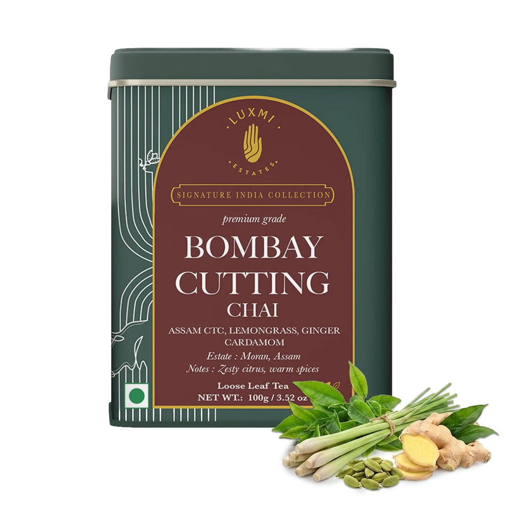 Luxmi Estates Bombay Cutting Chai | 100 gm | Signature India Collection | Assam CTC | Black Tea Collection | Strong Organic Tea | Lemongrass Tea, Ginger, Cardamom