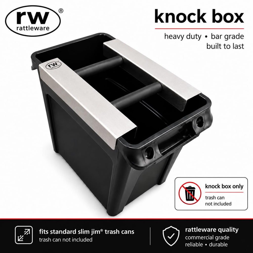 Rattleware Stainless Steel Knock Chute 15″×11″ – Heavy-Duty, Double-Sided Espresso Grounds Chute for Slim Jim Trash Can – Commercial Grade Barista Tools for High-Volume Coffee Stations