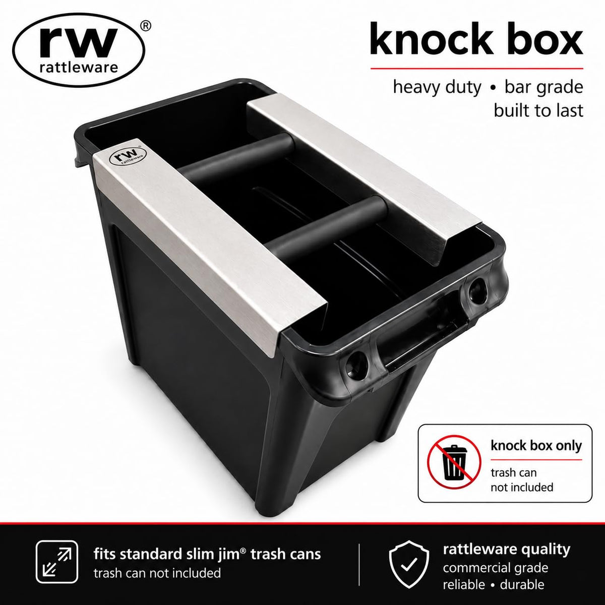Rattleware Stainless Steel Knock Chute 15″×11″ – Heavy-Duty, Double-Sided Espresso Grounds Chute for Slim Jim Trash Can – Commercial Grade Barista Tools for High-Volume Coffee Stations