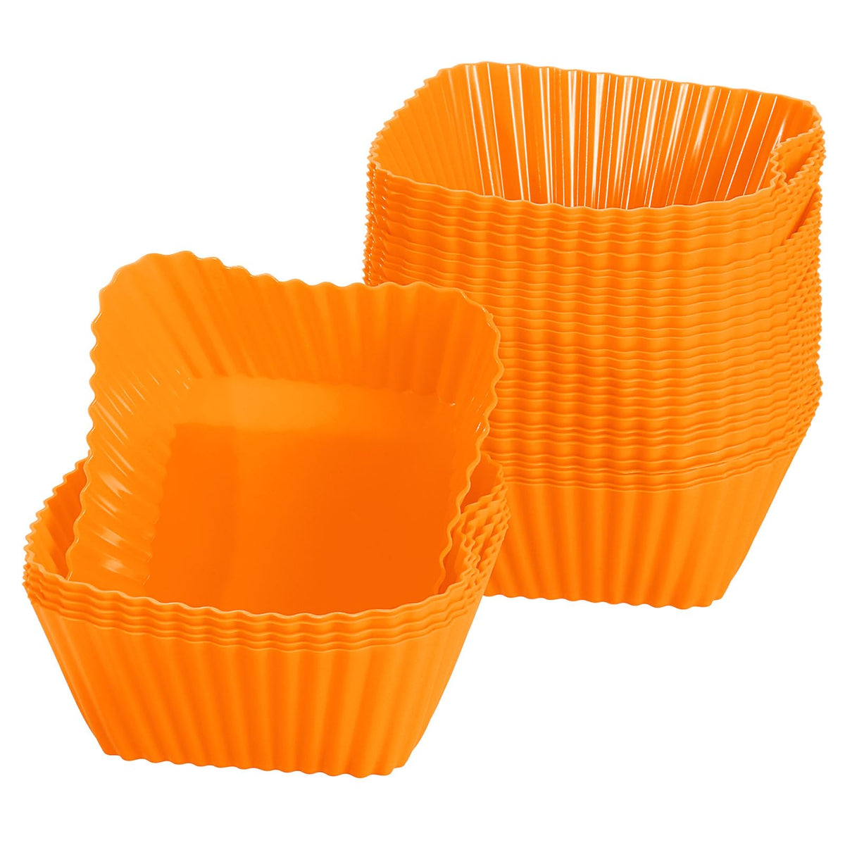 uxcell 18Pcs Silicone Cupcake Baking Cups, Silicone Muffins Liners Non-Stick Square Baking Cups, for Cooking Eggs Baking Muffins and Make a Cake(Red)
