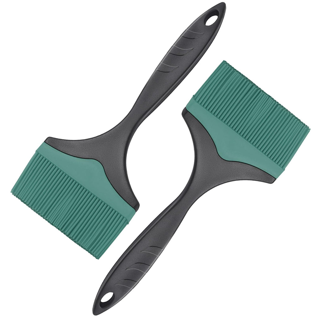 Large Silicone Grill Basting Brush - 3.95inch Extra Wide Silicone Basting Brush for Grilling,Heat Resistant Brushes Spread Oil Butter Sauce for Cooking Baking BBQ,Dishwasher Safe（Green 2）