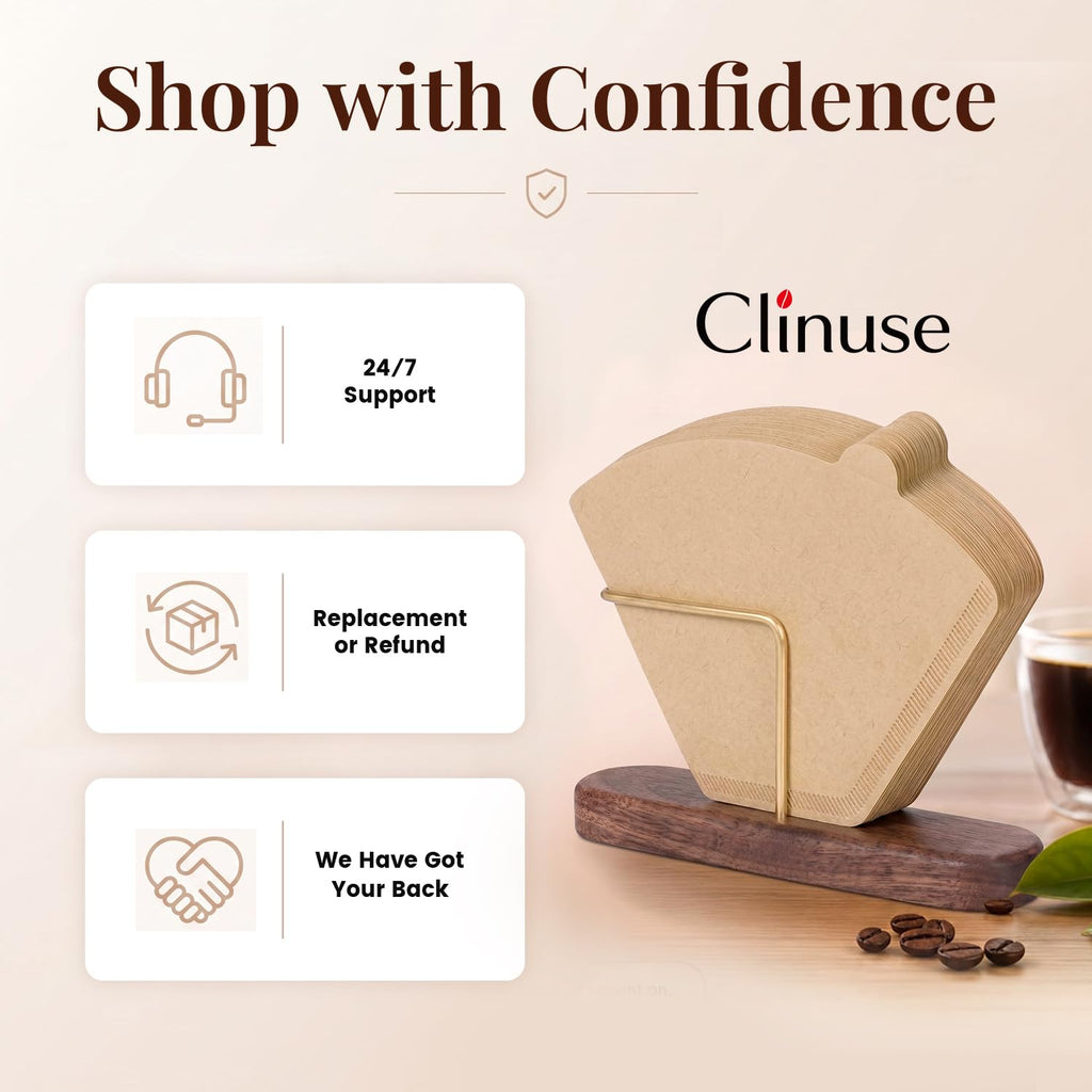 Clinuse 200Pcs #4 Cone Coffee Filters 8-12 Cup Compatible with Ninja Maker