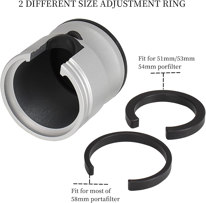 Espresso Tamping Station, Coffee Portafilter Holder, Aluminum Alloy Stand Fit for Most 51mm, 53mm, 54mm and 58mm Portafilter (Round,Silver)