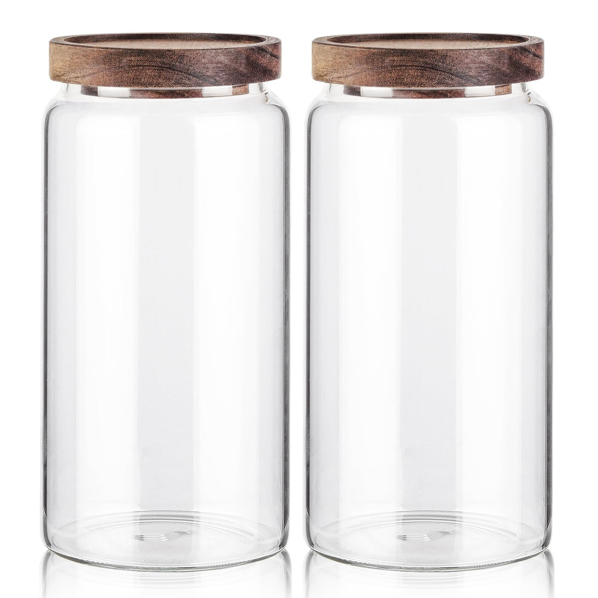 Labina Glass Jar with Wood Lid, Airtight Kitchen Storage Canister