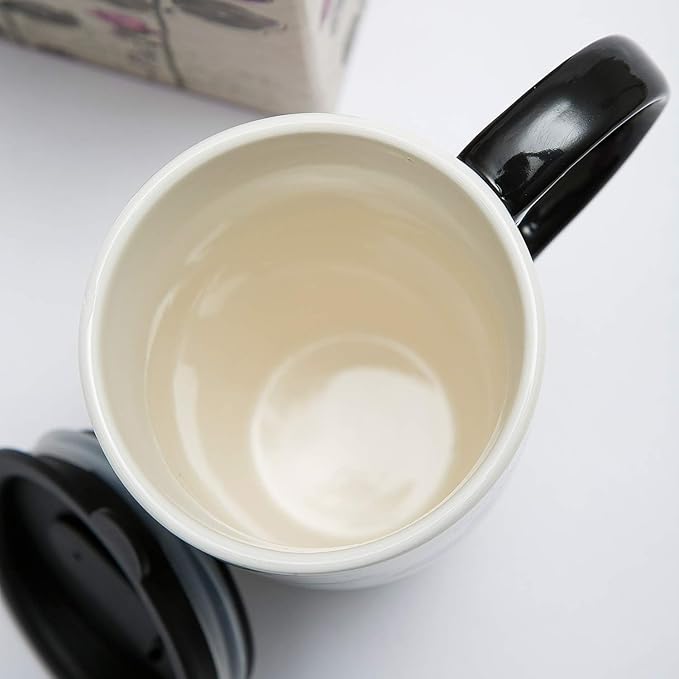 Topadorn Ceramic Travel Mug Latte Mug 17 oz. Coffee Cup with Sealed Lid and Gift Box, Set of 2