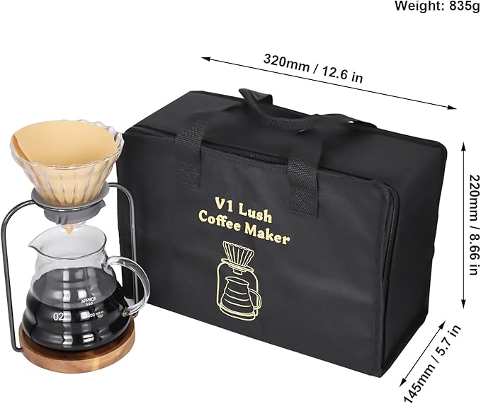 SOTECH Pour Over Coffee Dripper Stand Transparent Glass Dripper Server with Paper Coffee Filters Manual Hand Drip Coffee Brewing Kit for Home Office Camping