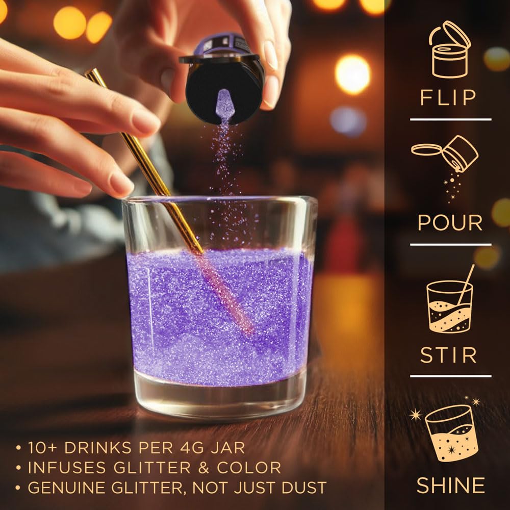 Brew Glitter Edible Glitter for Drinks, Cocktails, Beer, Garnish & Beverages (Purple, 4 Grams)