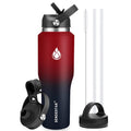 SENDESTAR 40oz Water Bottle Wide Mouth Stainless Steel Vacuum Insulated Double Wall with 2 Straw Lids Fit in Any Car Cup Holder