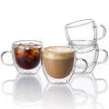 ZONEYILA Double Wall Glass Coffee Mugs Set of 4-6 OZ Insulated Coffee Cups - Clear Glass Drinkware with Handle for Double Espresso, Cappuccino, Latte, Hot/Cold Beverages