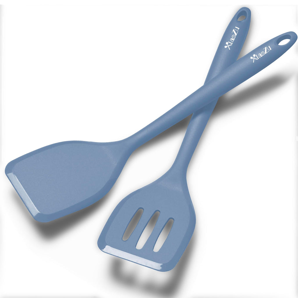 Silicone Spatula Turner Set, High Heat Resistant Spatulas with Seamless One Piece Design, Nonstick Rubber Flippers Utensils for Baking & Cooking,BPA-Free, Starry Blue,11IN
