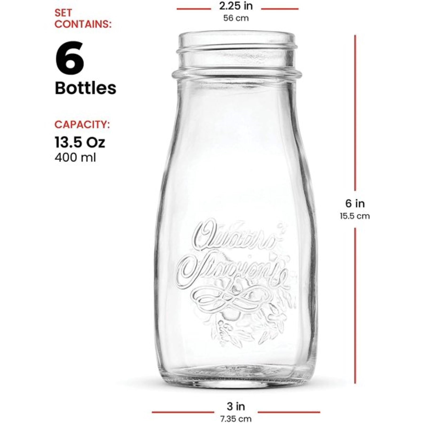 Bormioli Rocco Quattro Stagioni Bottle - ClearGold, Set of 6