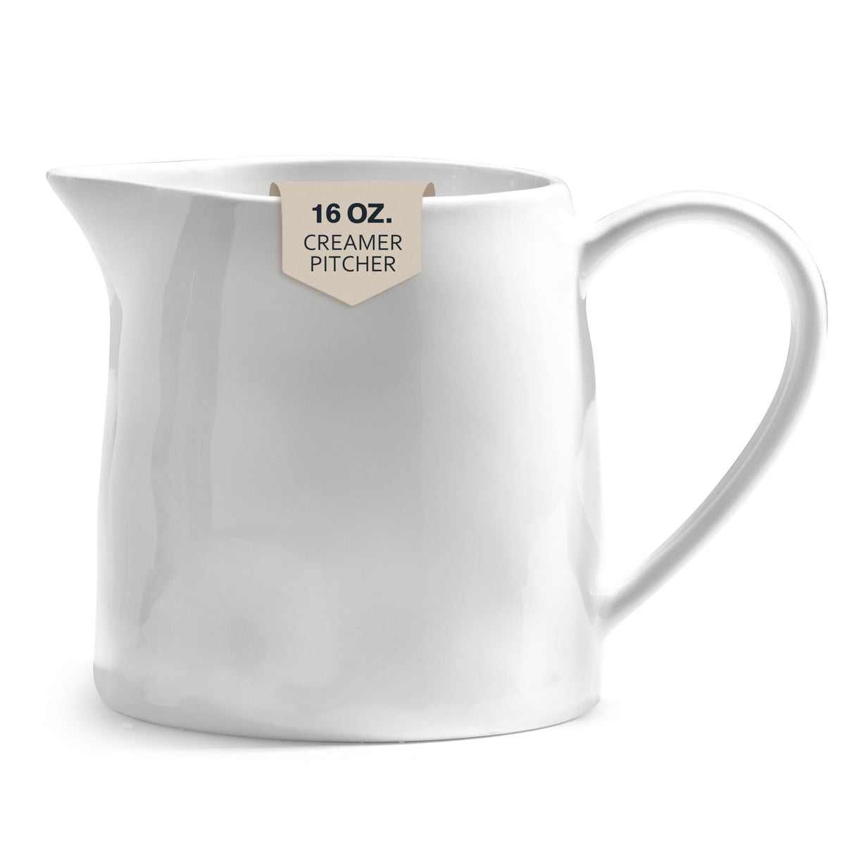 LYEOBOH 9 OZ Creamer Pitcher, Small White Creamer Pitcher for Coffee, Milk, Modern Kitchen Accessory - Ceramic