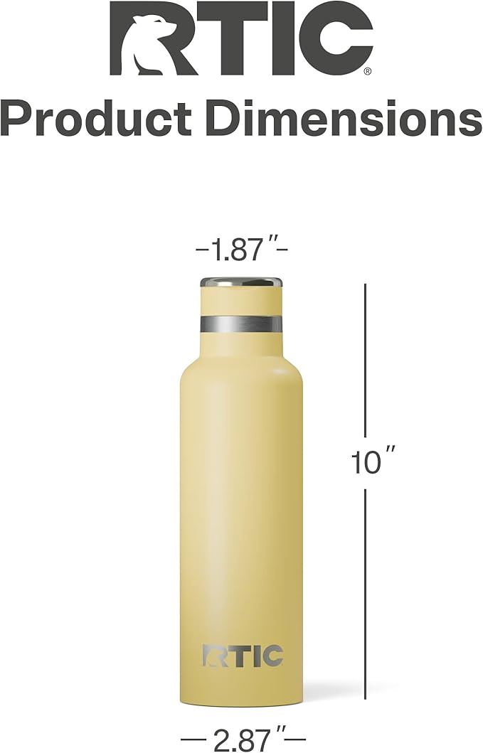 RTIC 20oz Journey Bottle Metal Stainless Steel Vacuum Insulated, BPA Free, Reusable, for Water, Hot and Cold Drinks, Travel, Sports, Camping, Sunlight
