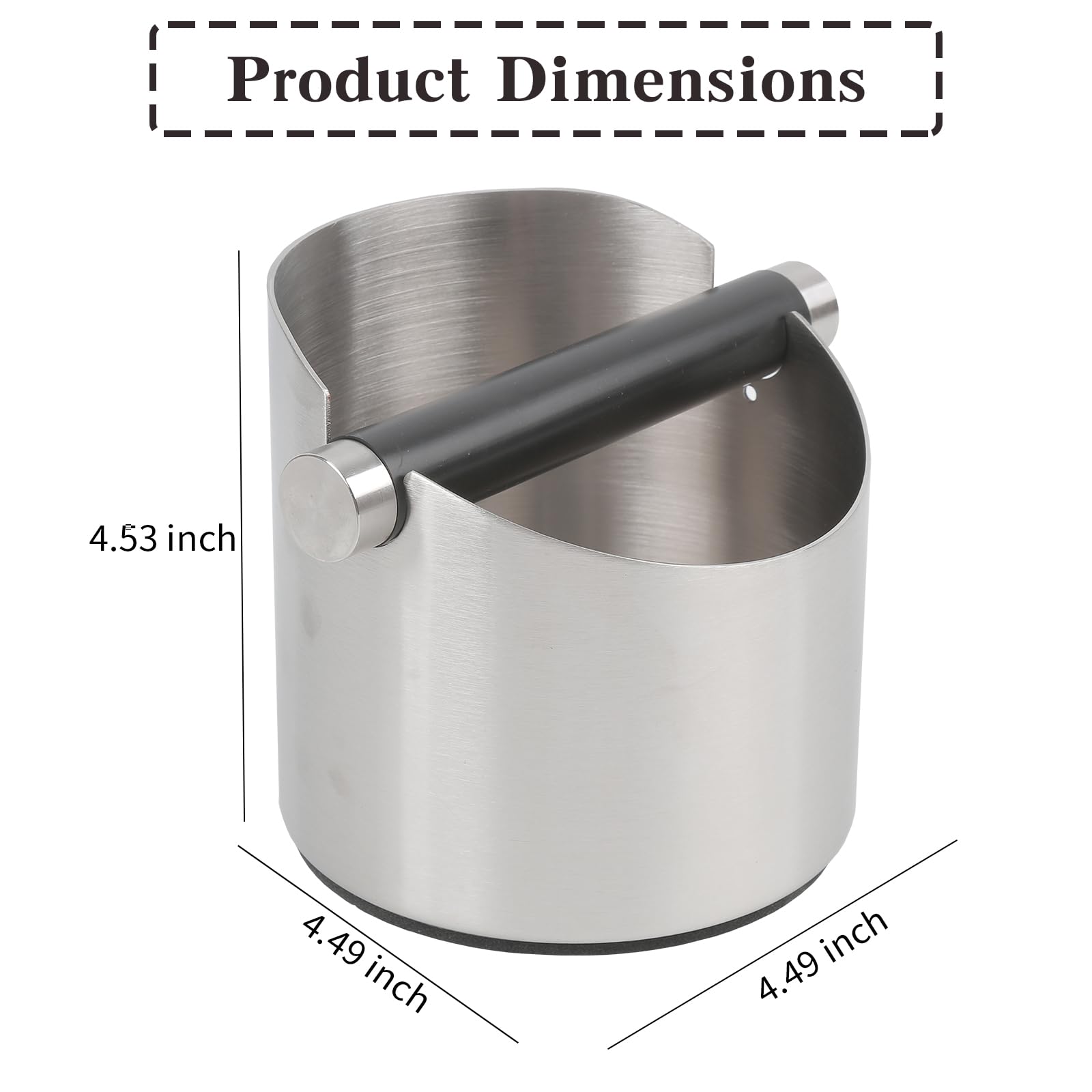 Italian Espresso Tapping Box, Stainless Steel Coffee Grinding Tapping Box, With Detachable Tapping Rod And Anti Slip Rubber Base (Silver-S)