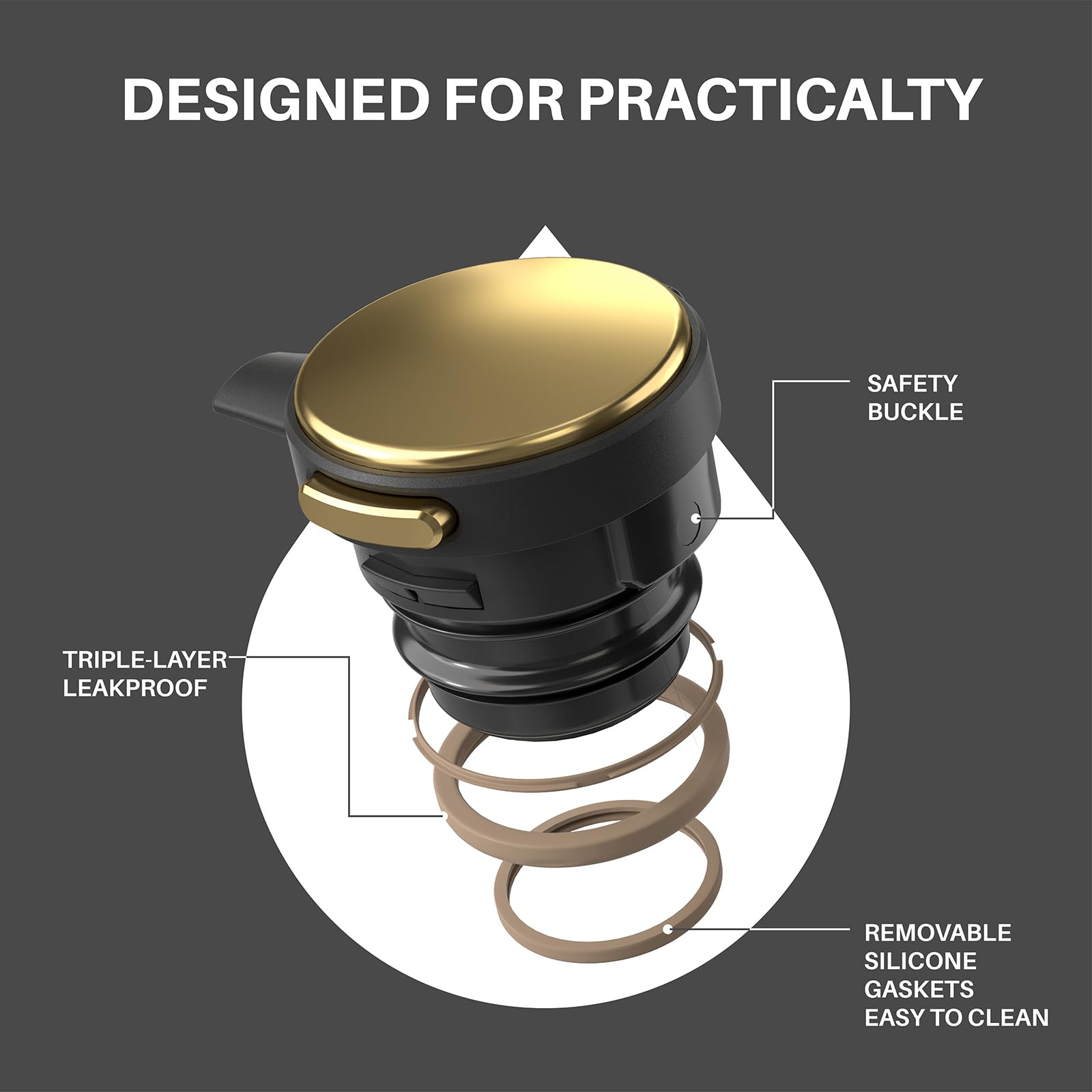 IDEUS Thermal Coffee Carafe, Stainless Steel Double Wall Insulated Vacuum Flask, Water Jug Coffee Server and Beverage Dispenser, Heat and Cold Retention (Black-Gold, 68, Fluid Ounces)