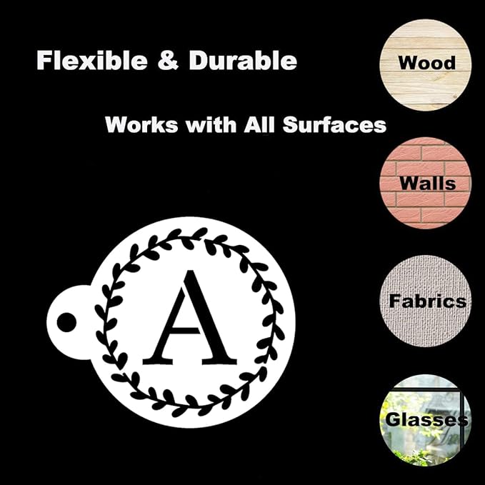 Letter Stencils for Coffee Cookie Decorating - 42 Pack Alphabet Letter and Number Stencil Templates for Cakes Cookies Airbrush, Reusable Stencils for Wood Crafts Painting & Coffee Cookie Baking
